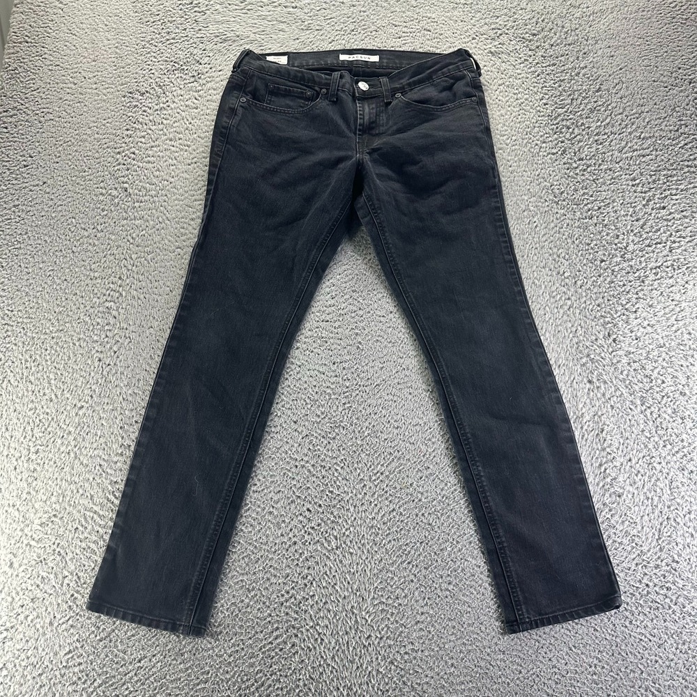 Pacsun Jeans Mens 32x28 Black Cotton Denim Skinny Leg Stretch Dark Wash Workwear